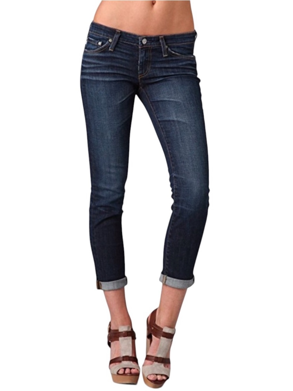 Ag Adriano Goldschmied the stilt roll up mid Blue Cropped cigarette Jeans sz 29